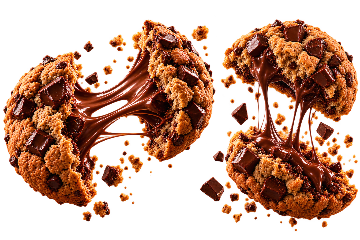 Cookie break with molten chocolate